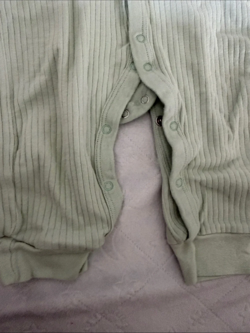 Kids Long-Sleeve One-Piece Set in Sage Green and Taupe 9-12 months